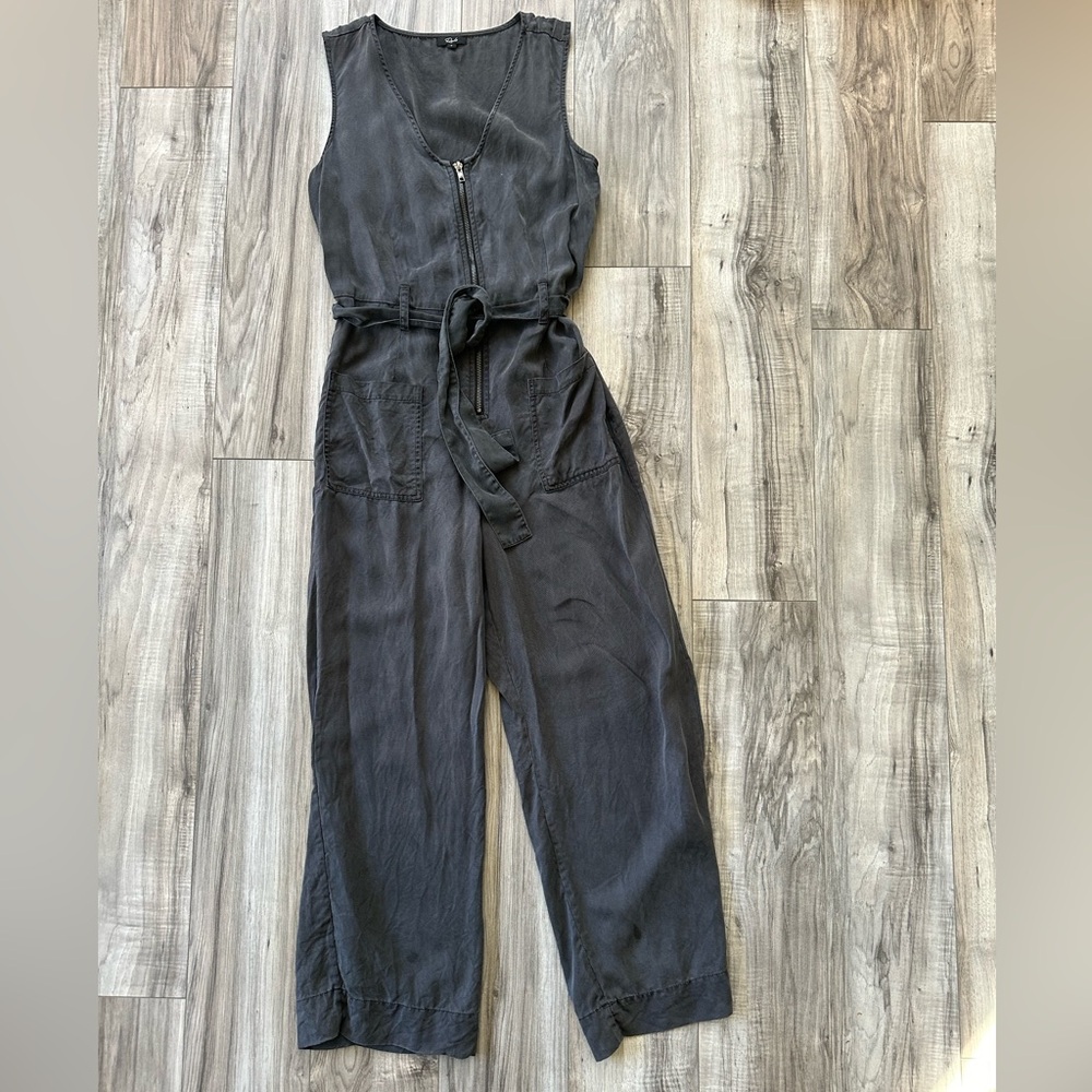 Rails Luke Belted Zip Front Jumpsuit Chambray Lyo… - image 1